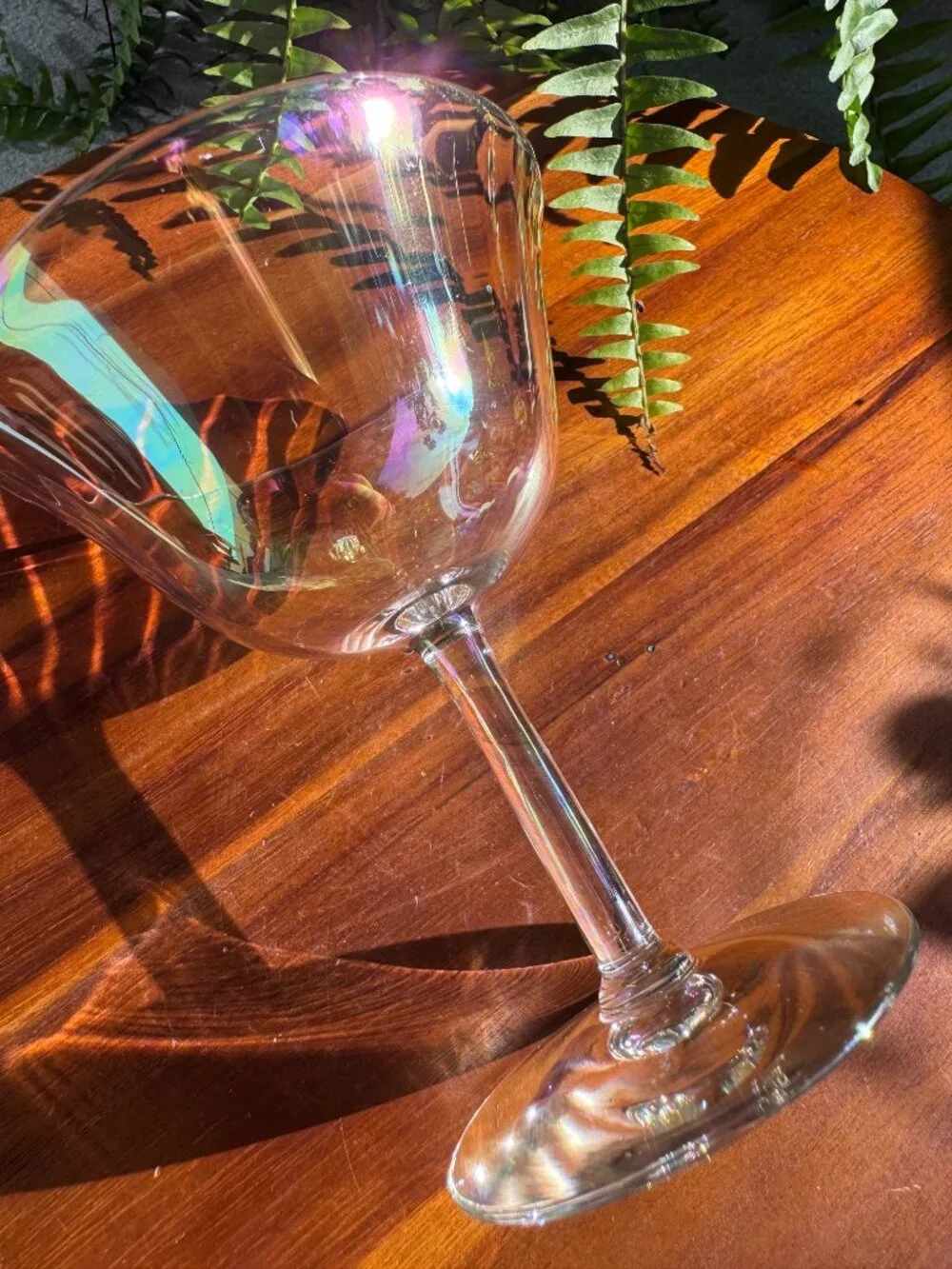 Set of 2 Vintage Fostoria Mother of Pearl Iridescent Champagne Coupe Glasses